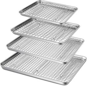 Ssbp-56 P&p Chef 16 12.5 10.4 9 Inch Baking Sheet And Rack Set Stainless Steel 8 Pcs