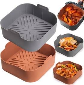 Palksky 705353957994 Silicone Air Fryer Basket Liners Square - 2pcs Reusable Pots
