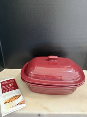 010307 Pampered Chef Deep Covered Baker Versatile Stoneware For Baking Roasting