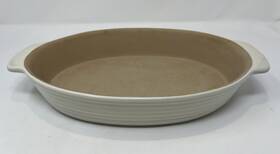 060303 Pampered Chef Lg Oval Stoneware Baker Family Heritage Vanilla 12 Inch X8 Casserole