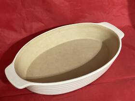 060305 Pampered Chef Family Heritage Stoneware Oval Baking Dish Glazed White