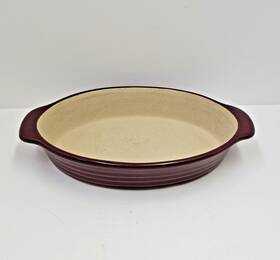 060604 Pampered Chef The Family Heritage Stoneware Cranberry Casserole Dish Oval Baker