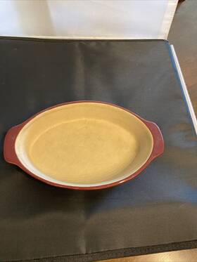 060806 Pampered Chef Family Heritage Stoneware Oval Baking Dish Cranberry