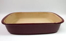 061104 Pampered Chef Cranberry Rectangular Lasagna Pan Stoneware 9 X 14
