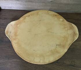 061107 Pampered Chef Large Pizza Stone Baking Stoneware 15 Inch With Handles Seasoned