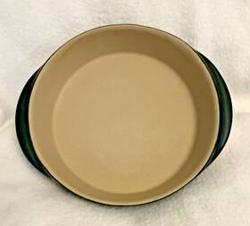 0922-nmb-720 Pampered Chef Family Heritage Stoneware Forest Green Round Baking Dish 8 Inch Diam