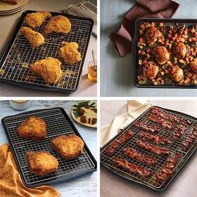 101217 Pampered Chef Brilliance Nonstick Silver Black Half Sheet Pan With Rack