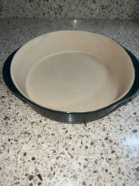 060803discontinued Pampered Chef 1398 Stoneware Round Mini Baker 8 Inch Hunter Green