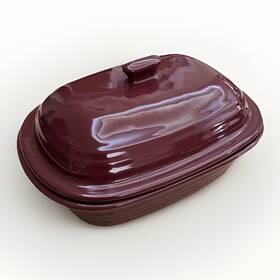 2092 Pampered Chef 3.1 Quart 3l Cranberry Deep Covered Baker Roaster Dutch Oven Stoneware