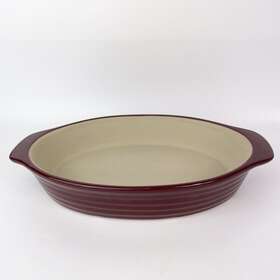 210105 Pampered Chef The Stoneware Baking Dish Oval 6x9 Inch Red #210105 Usa