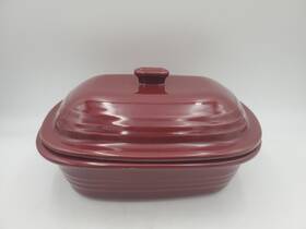 5094 Pampered Chef Deep Covered Baker 3.1 Quart With Lid Model Cranberry Stoneware