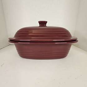 1152 Pampered Chef 5191 3.1 Quart Oval Casserole Dish With Lid Plum/ Burgundy Stoneware