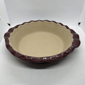 060606 Pampered Chef Deep Dish Pie Plate Family Heritage Scalloped Edge Cranberry