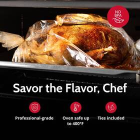 Pansaver 658128428314 Roasting Bag Cooking Bags For Oven Turkey With Ties Helps Keep Food