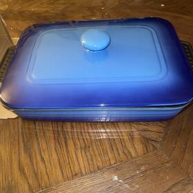 00626 Parini New Cookware Rectangle Baker Non-stick Ceramic Dish Blue With Lid