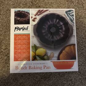 Inv10029 Parini Non Stick Stoneware Bundt Baking Pan 9x3 Ombre Orange Microwave And Oven