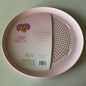 Paris Hilton 741393097610 15.75 Pink Nonstick Pizza Pan Crisper Heavy Duty Carbon Steel Heart