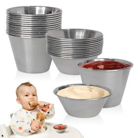 Slcup24 Party Pantry 24 Pcs Stainless Steel Condiment Small Sauce Cups - Round Ramekin Dipping Ram