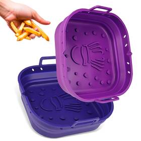 Party Port 860013484705 Platinum Silicone Air Fryer Liners Reusable Square-extra Strong-easy To Clean