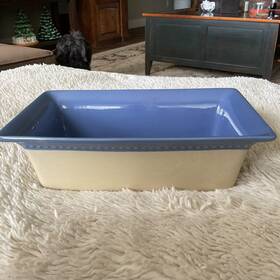 C023 Paula Deen Southern Gathering Braid Blue 9x5 Rectangle Casserole Dish