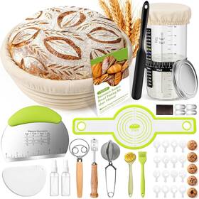 Bmk01 Perjoy Sourdough Starter Kit 9ftft Round Banneton Bread Proofing Basket W