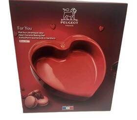 61586 Peugeot Heart Ceramic Baking Dish 10 1/4 Inch Red 1.8 Qt
