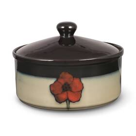 Pfaltzgraff 025398134182 Every Day Painted Poppies Round Covered Casserole Brown