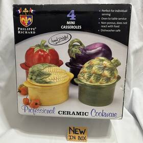 Ttu-b0040 Philippe Richard Mini Casserole Dishes With Lids 4 Sets Ceramic Veggie Cookware Ttu-b0040 Philippe Richard Mini Casserole Dishes With Lids 4 Sets Ceramic Veggie Cookware