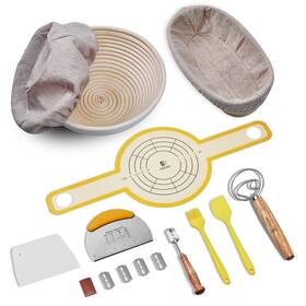 Pidiudiu 762765221655 Sourdough Bread Baking Set 10 Inch Oval And 9 Round Banneton Proofi