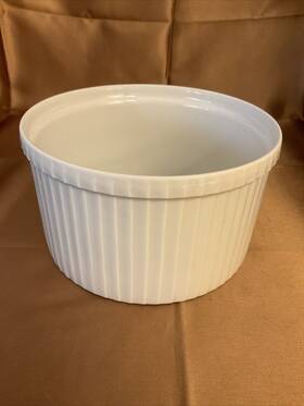 26-03-14fh Pillivuyt France White Porcelain Deep Ribbed Souffle Baking Dish X624