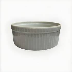26-11-21-d Pillivuyt France Round White Ceramic Ribbed Souffle Dish 7.75 Inch H X 3