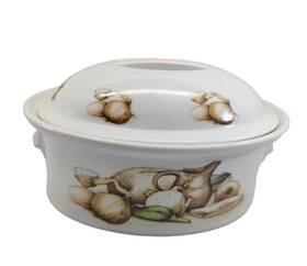 43.03.17 Pillivuyt France #5 Covered Casserole Baker Porcelain Veggies