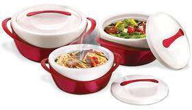 Cominhkg116802 Pinnacle Insulated Casserole Dish With Lid 3 Pc. Set 2.6/1.25/.6 Quart Elegant Hot Pot F