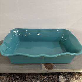 Tore003 Pioneer Woman Teal Turquoise Scalloped Baking Dish 9 Inch X13 Excellent Condition