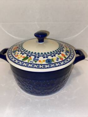 Pioneer Woman 085081453532 Mini Casserole With Lid Cobalt Blue Floral Design Nwt