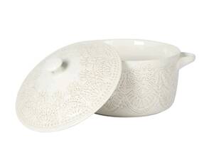 Pioneer Woman 085081658937 Vintage Lace Round Ceramic Casserole Dish With Lid Linen
