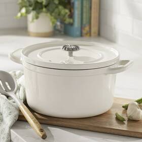 Pioneer Woman 085081659019 The 5-quart Enameled Cast Iron Dutch Oven Pot With Lid Linen