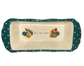 106855.01 Pioneer Woman Loaf Pan/baking Dish Live Love Bake Teal With Wht Polka Dots 106855.01 Pioneer Woman Loaf Pan/baking Dish Live Love Bake Teal With Wht Polka Dots