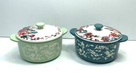 18924g Pioneer Woman Mini Casserole Mint Turquoise Dishes With Lids 14.4 Oz Set Of 2