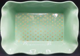 2818dmt Pioneer Woman Baking Dish Green Polka Dots Gold Rectangle Ware