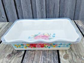 3218d12 Pioneer Woman Stoneware Casserole Dish Rectangular Scalloped Edges Lid 12x8x3 3218d12 Pioneer Woman Stoneware Casserole Dish Rectangular Scalloped Edges Lid 12x8x3