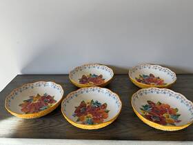 3315dvd Pioneer Woman Set Of Five Bowls #3315dvd Stoneware Flower Pattern