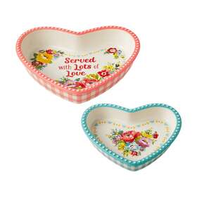 Pw14100094600bk Pioneer Woman New Beautiful Brand The 2-piece Heart Shaped Ceramic Dish Multi Pw14100094600bk Pioneer Woman New Beautiful Brand The 2-piece Heart Shaped Ceramic Dish Multi