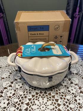 Pw3100779614220 Pioneer Woman Pumpkin Dutch Oven 3.5 Quart Enameled Cast Iron 3.3 L
