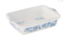 Pwd519709293002 Pioneer Woman Agatha Baker With Polypropylene Lid 7 Inch X11 Floral Small Rectangular