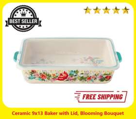 Pwq296881814326 Pioneer Woman Ceramic 9x13 Baker With Lid Blooming Bouquet