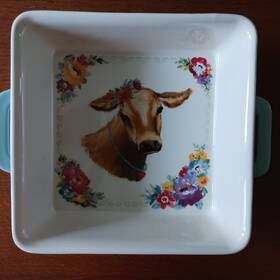 Pws296881814330 Pioneer Woman Sweet Romance Cow Square 8x8 Baking Dish Stoneware