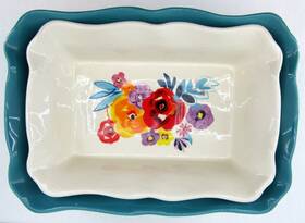 Wm567022792 Pioneer Woman The 2-piece Ruffle Top Rectangle Ceramic Bakeware Set Flea Market