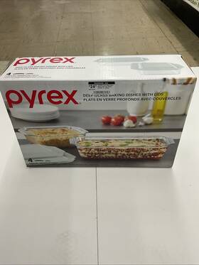 1820999 Pirex Deep Glass Baking Dishes With Lids 4 Pieces Set