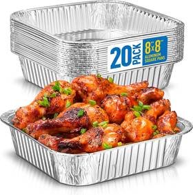 Plastible 079908398502 8x8 Disposable Aluminum Pans - 20 Pack Foil For Cooking Without Lids Plastible 079908398502 8x8 Disposable Aluminum Pans - 20 Pack Foil For Cooking Without Lids